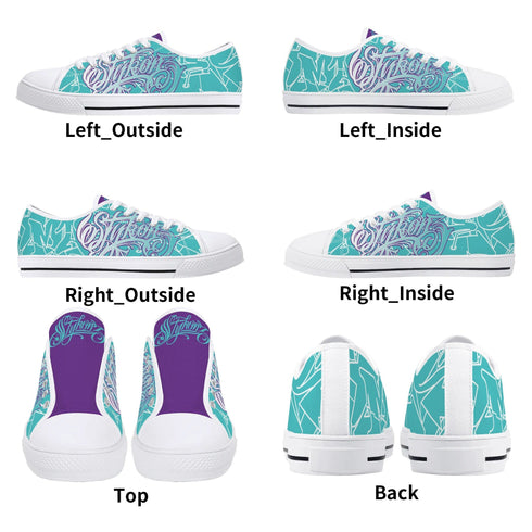 Axikronz 8T7 Canvas Low Top – Turquoise Mix Script | Hip - Hop Streetwear Shoes - Stykonz Graffiti Streetwear